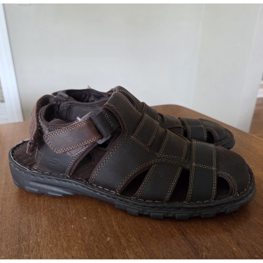 Vtg Skechers Sandals Mens 11 Closed Toe Brown 60848 Cool Summer 90s Y2k Comfort - Picture 2 of 11